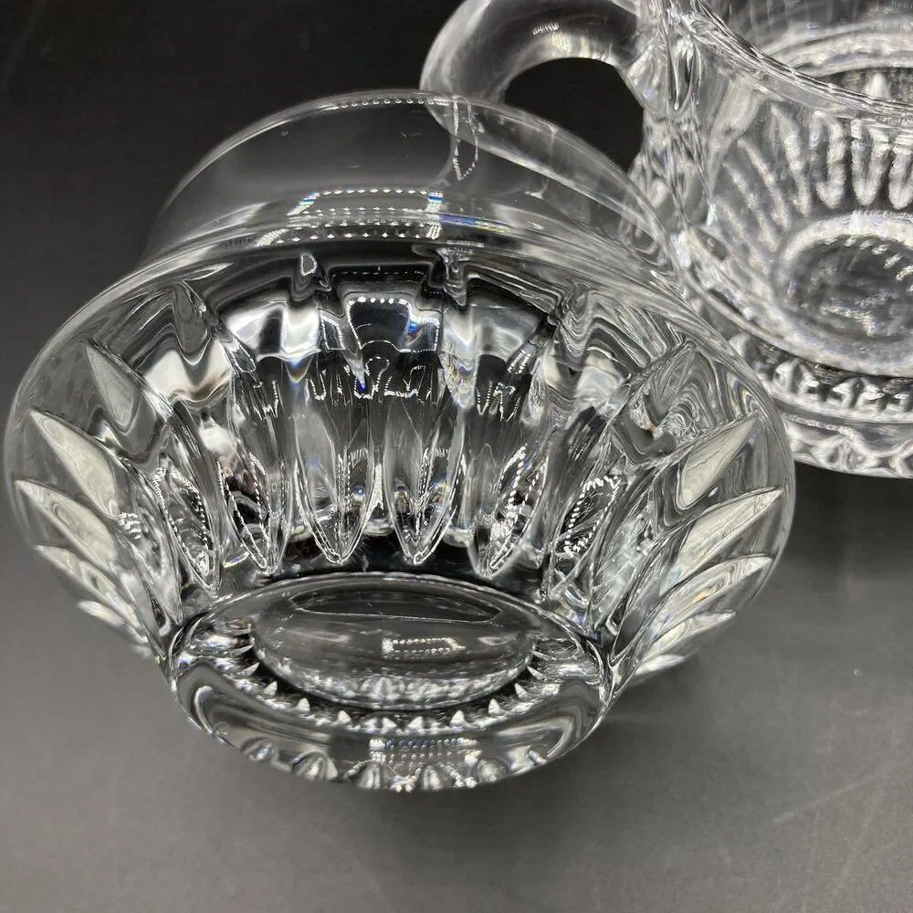 Vintage Gorham Full Lead Crystal Stacking Open Sugar Bowl & Creamer Set